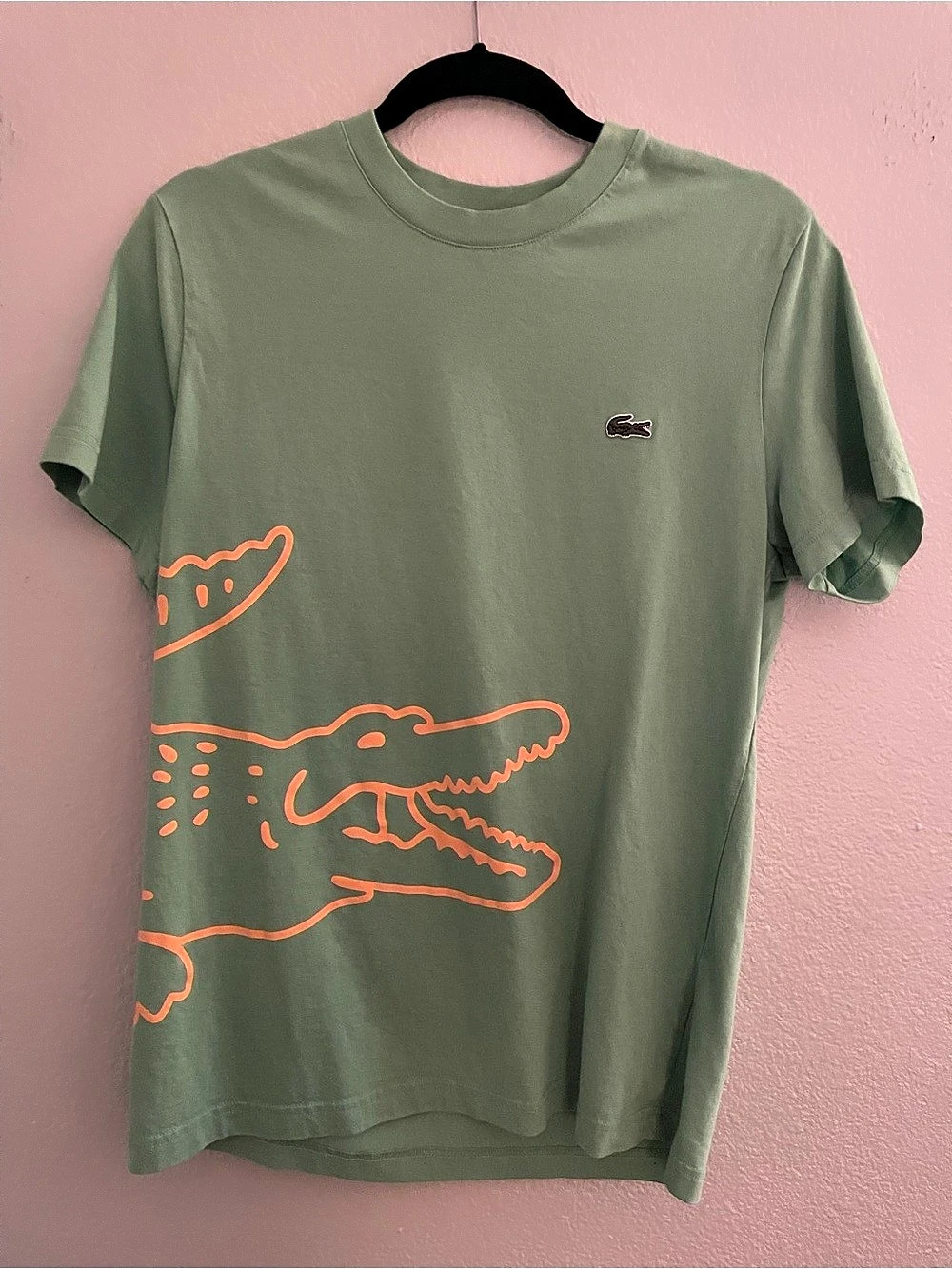 Lacoste Crew Neck Crocodile Print Organic Cotton T-Shirt Size Medium